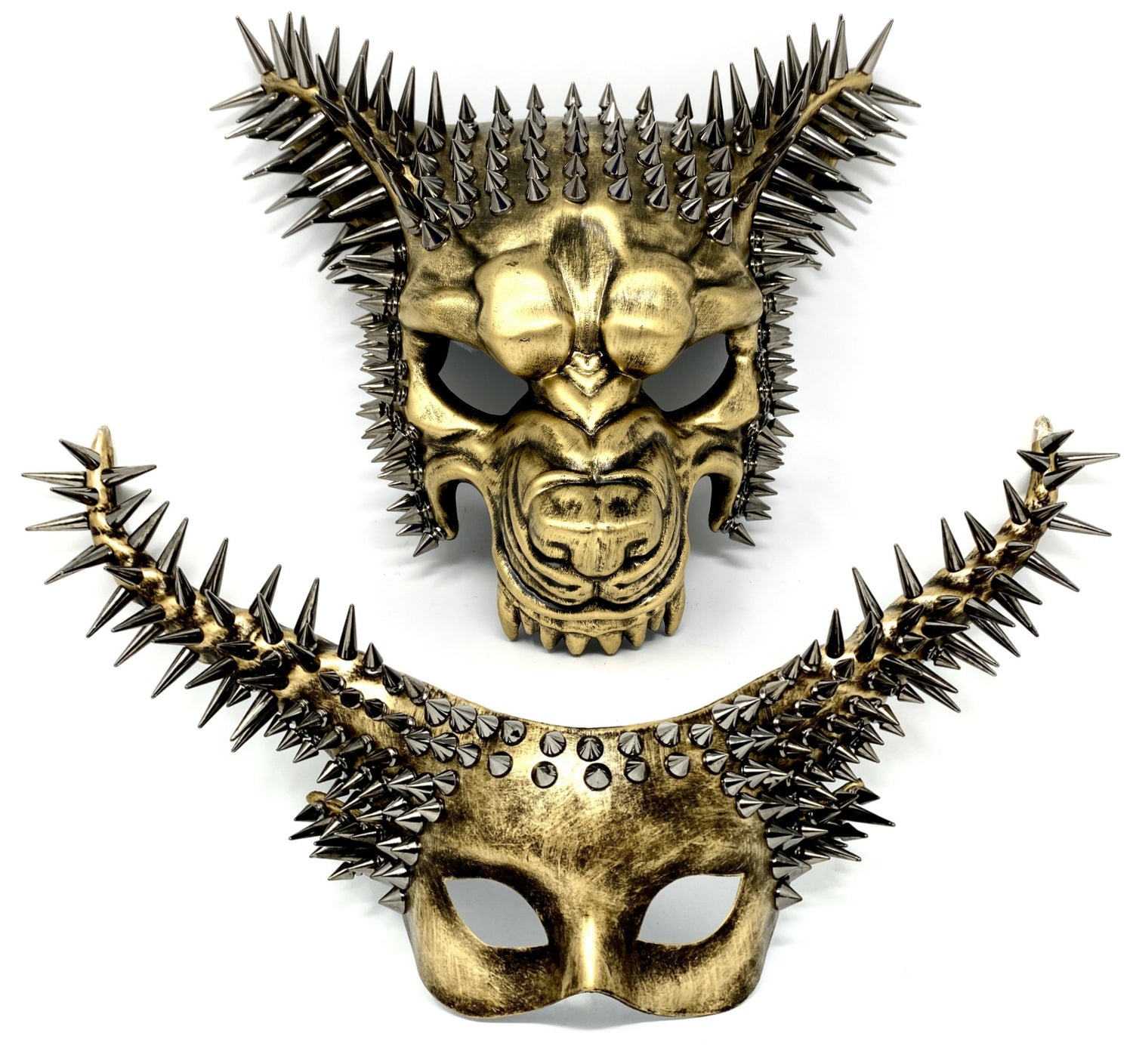 Steampunk Couples Masquerade Masks, Men Women Devil Demon Goat Horn Costume Halloween Party Mask