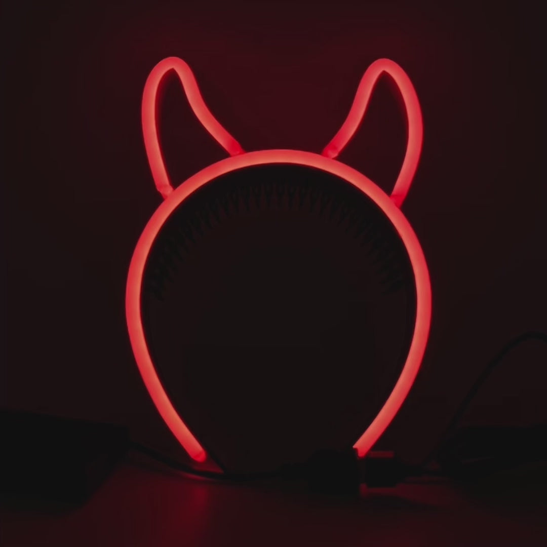 LED Light Up Devil Horn Headband, Neon Devil Horn Headband