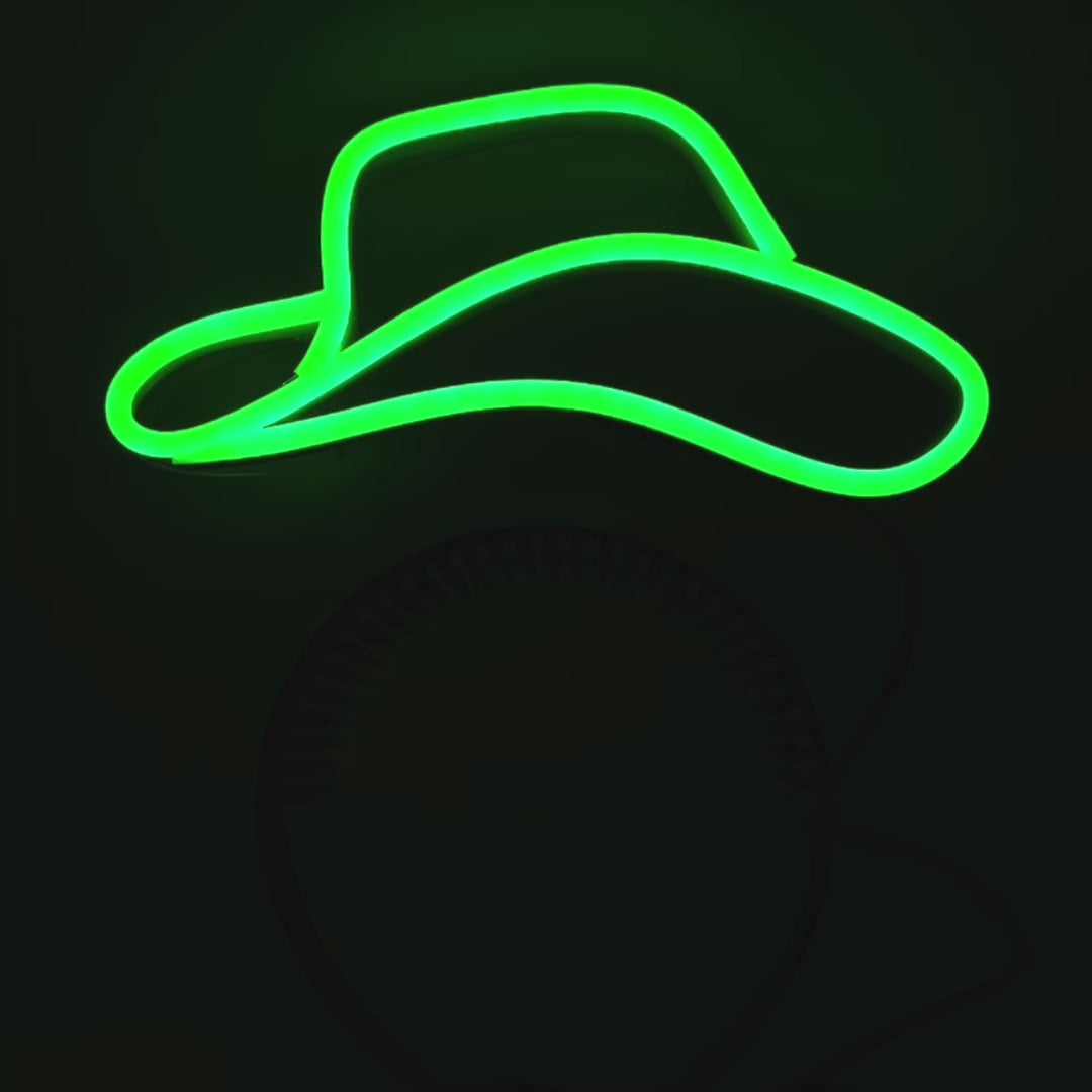 LED Light Up Cowboy Hat Headband, Neon Headband