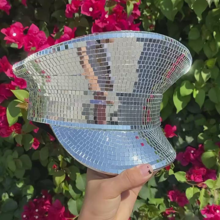 RAVE Captain Style Luxury Women Rhinestone Sequin Sparkly Concert Hat for Music Festivals