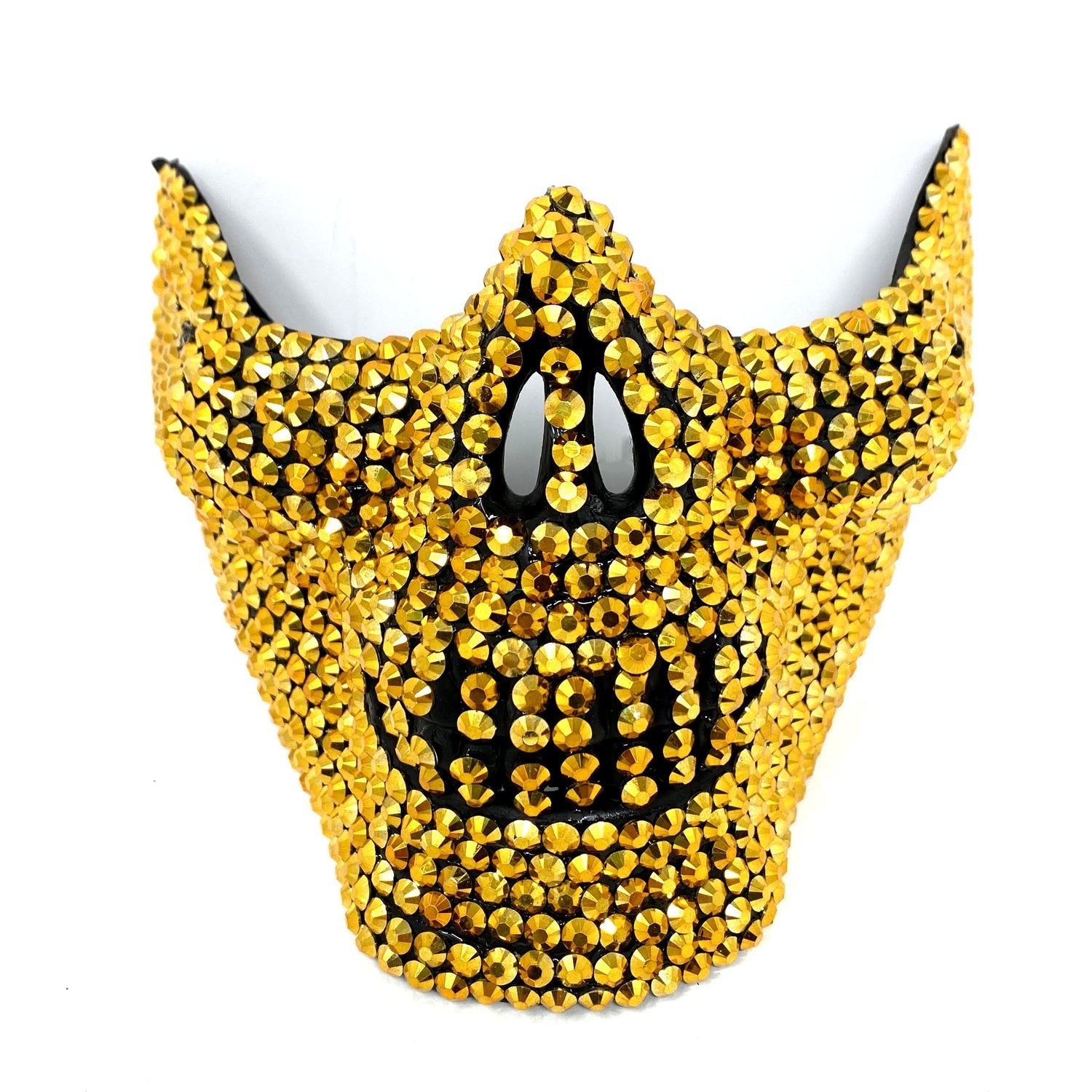 Rhinestone Skull Half Face Teeth Jaw Mouth Mask, Halloween Steampunk Party mask