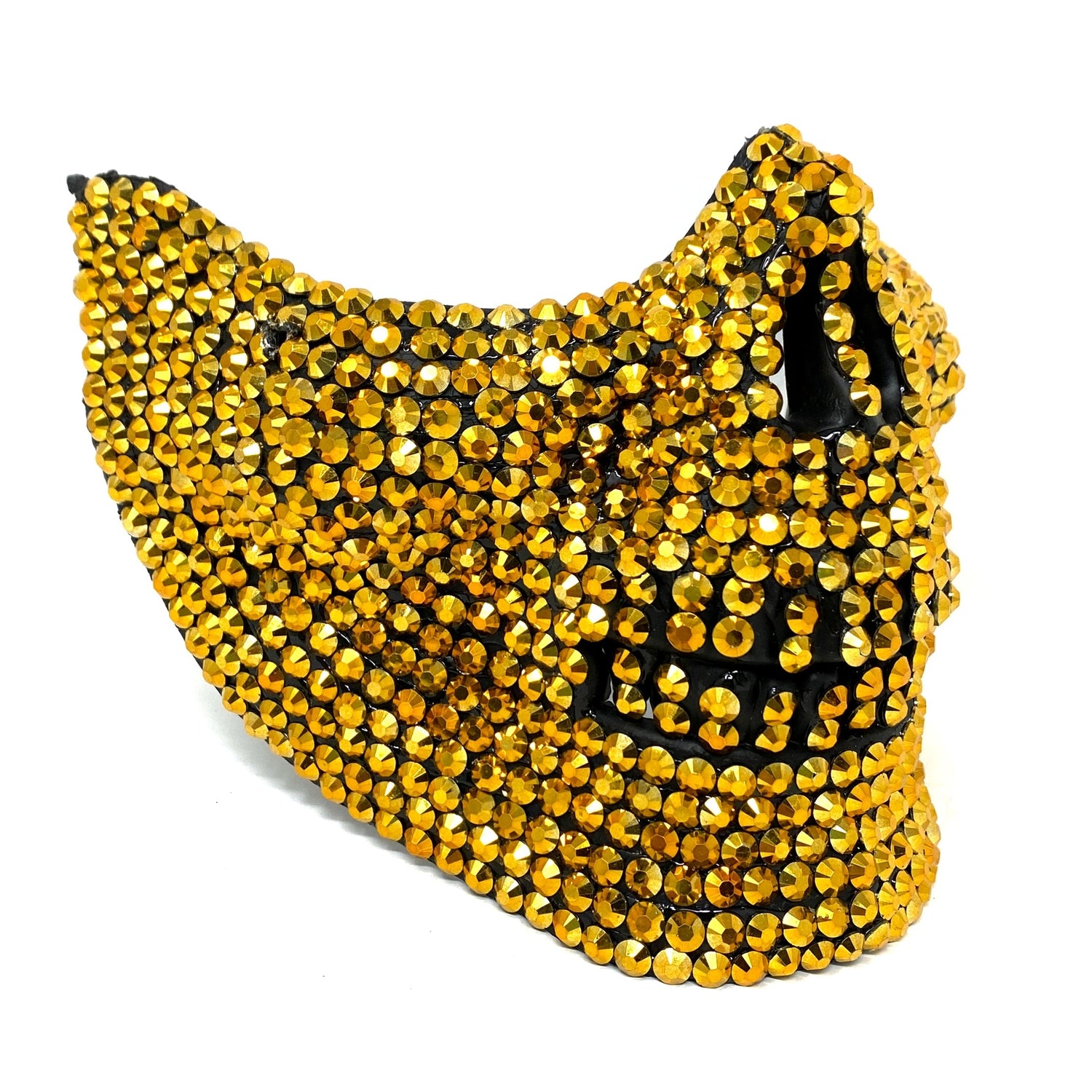 Rhinestone Skull Half Face Teeth Jaw Mouth Mask, Halloween Steampunk Party mask
