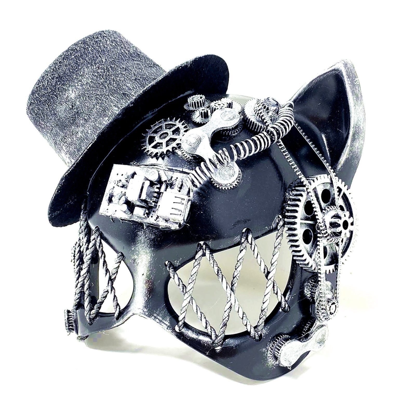 Cat Women Steampunk Masquerade Party Ball Face Mask For Halloween - Silver