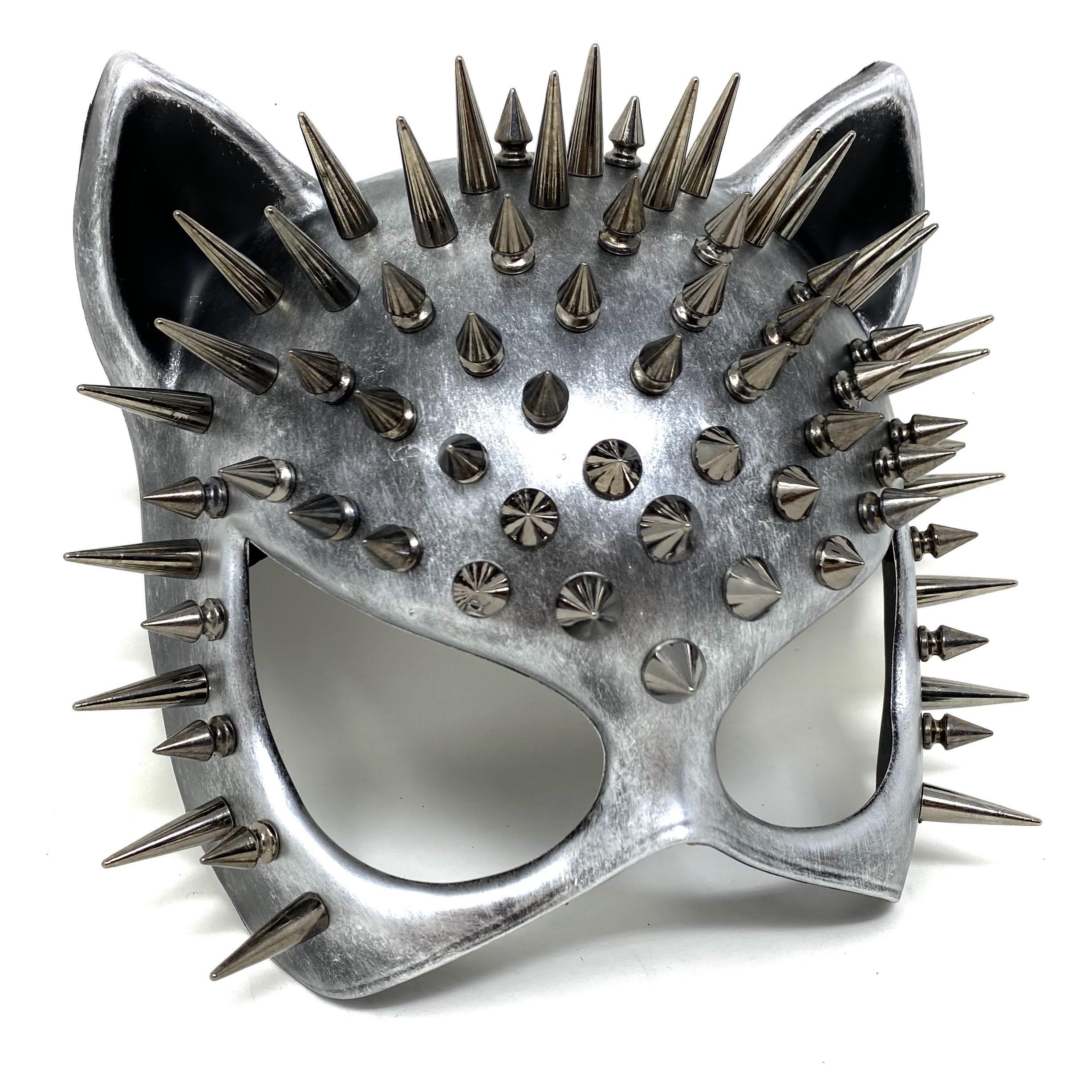 Cat Women Masquerade Party Ball Spike Face Mask -silver