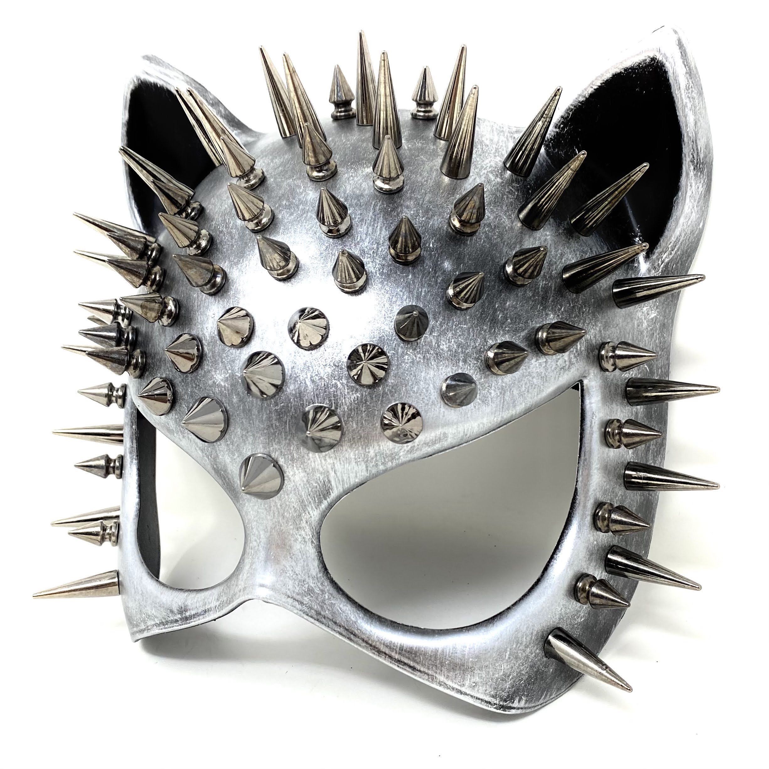 Cat Women Masquerade Party Ball Spike Face Mask -silver