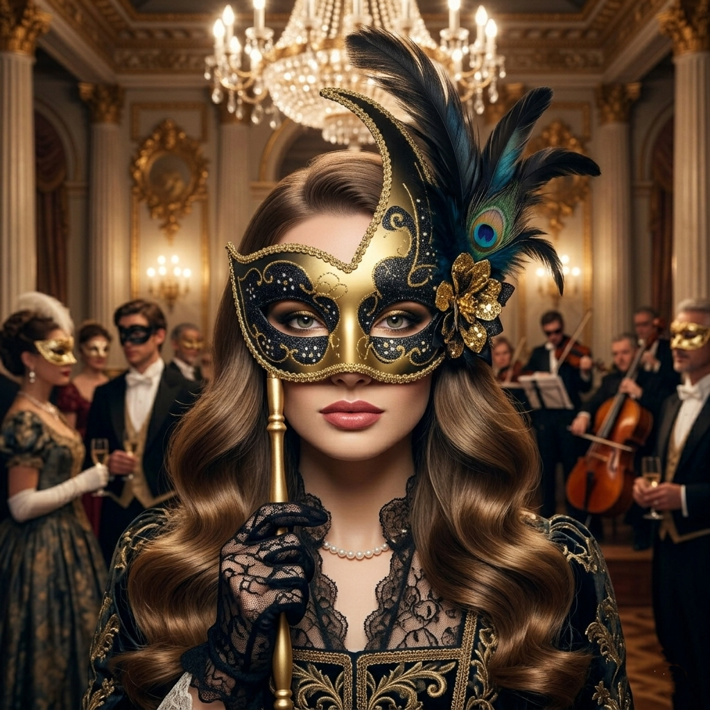 Women Masquerade Party Masks With Hand Held Stick
