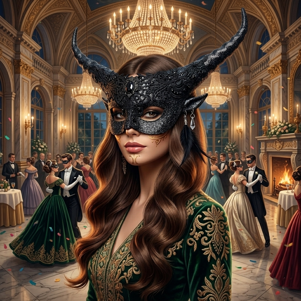 Women krampus Demon Goat horn Masquerade Mask