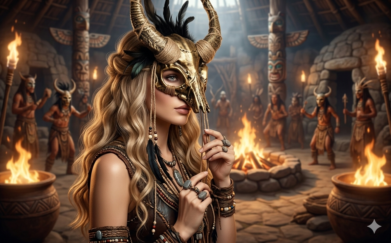 krampus Antler Deer &amp; Goat horn costume Mask