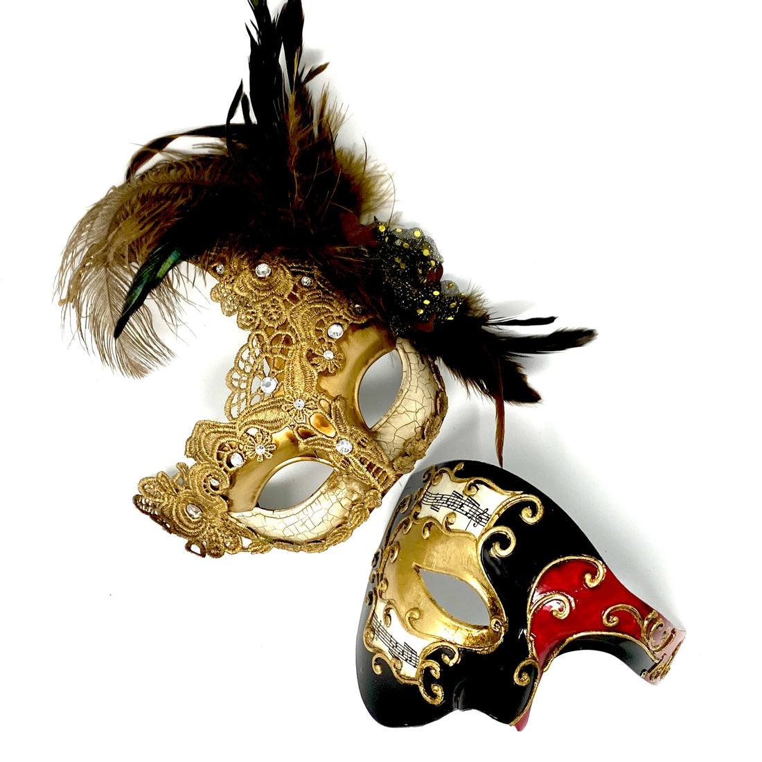 Couples Masquerade Masks, Men Women Venetian Feather Mask For Mardi Gras Cosplay Wedding Graduation Party