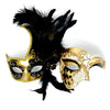 Couples Masquerade Masks, Men Women Venetian Feather Mask For Mardi Gras Cosplay Wedding Graduation Party