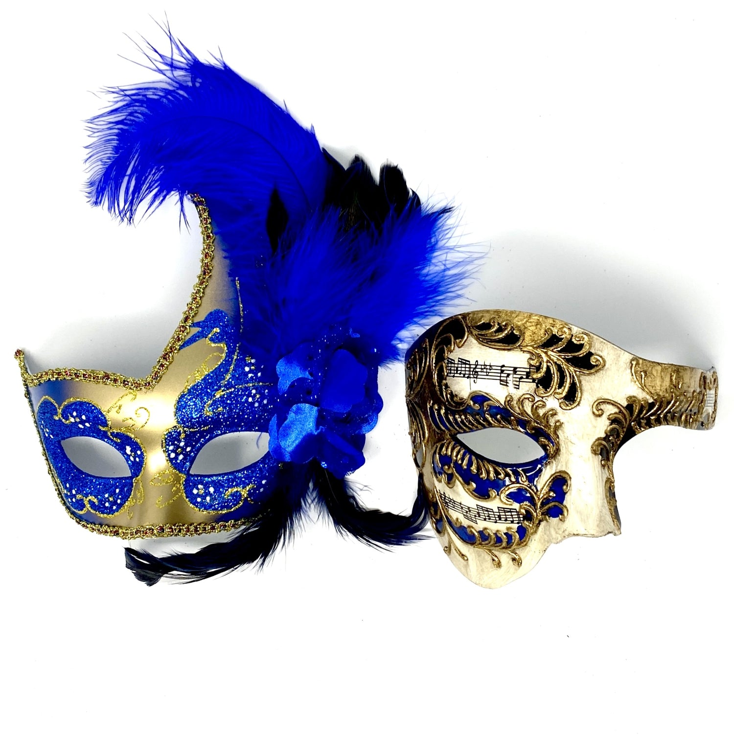 Couples Masquerade Masks, Men Women Venetian Feather Mask For Mardi Gras Cosplay Wedding Graduation Party