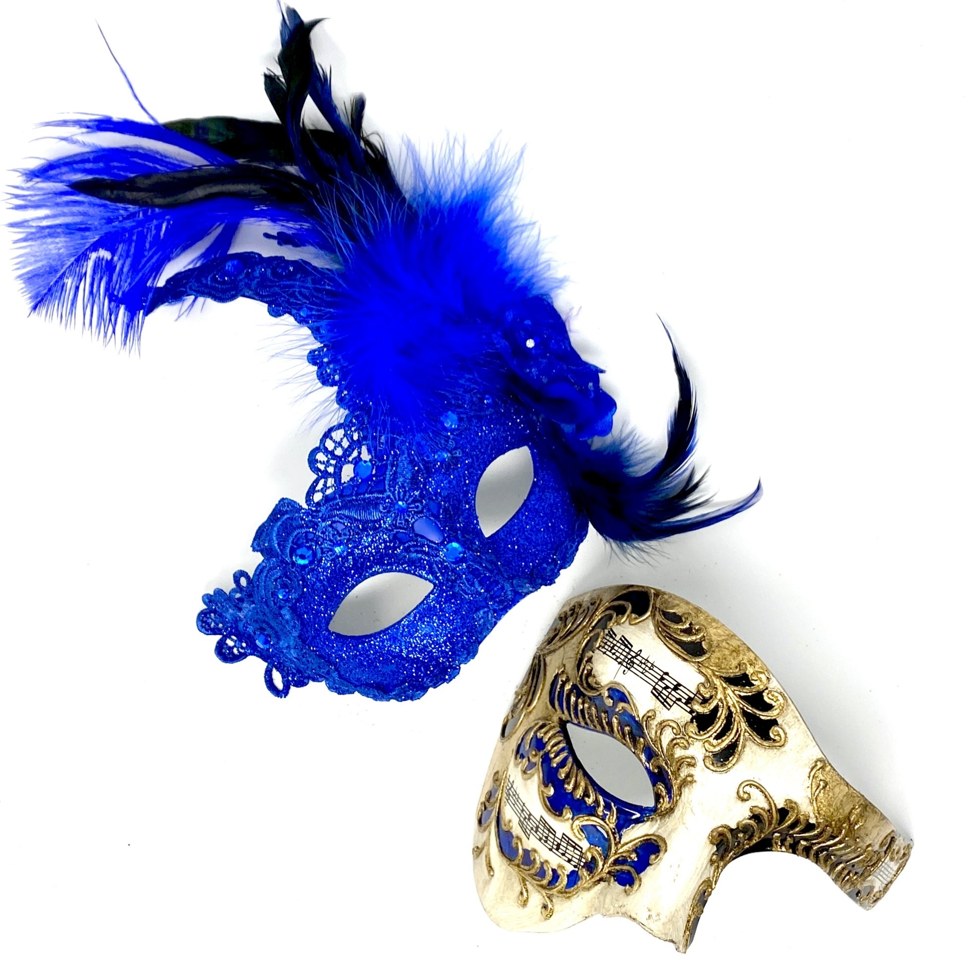 Couples Masquerade Masks, Men Women Venetian Feather Mask For Mardi Gras Cosplay Wedding Graduation Party