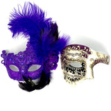 Masquerade Couple Masks, Men Women Venetian Couple Mask, For Mardi Gras Cosplay Wedding Graduation Party