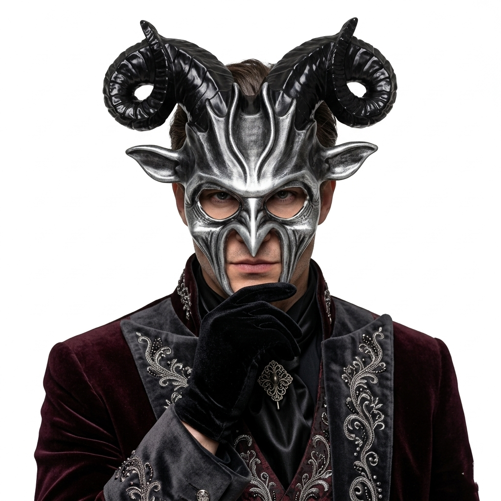 silver halloween goat horn masks