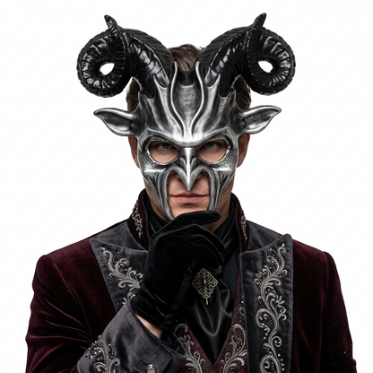 silver halloween goat horn masks