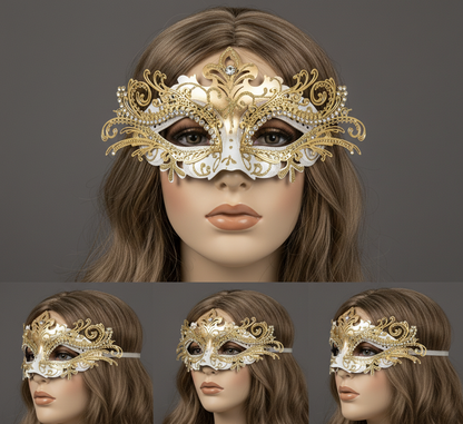 Women Masquerade Mask Party Eye Metal Masks For Mardi Gras , Halloween