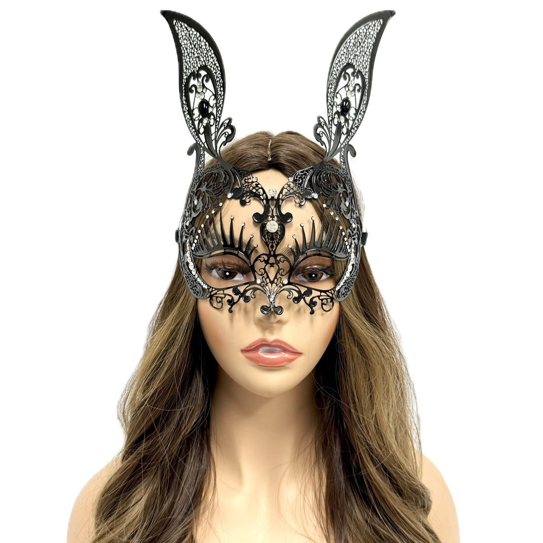 BLACK Bunny Masquerade Mask