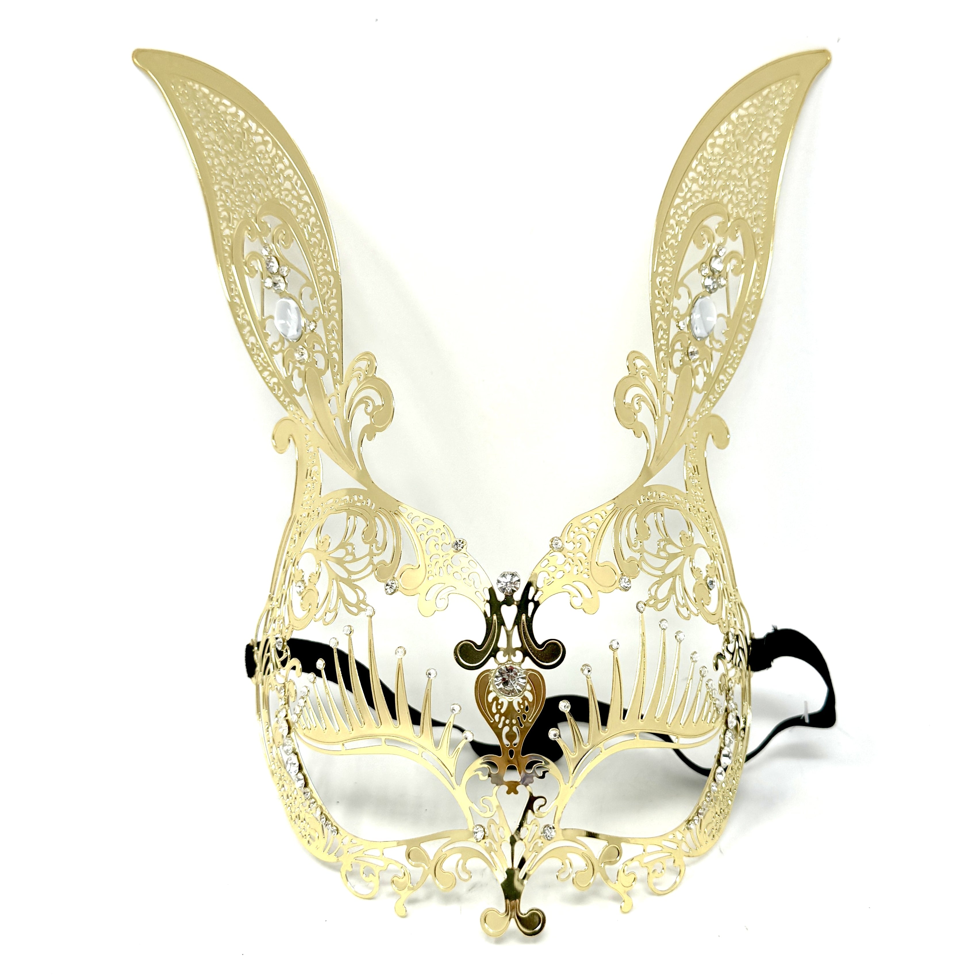 Women Bunny Rabbit Masquerade Party Ball Face Mask For Halloween , Mardi Gras -Gold