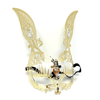 Women Bunny Rabbit Masquerade Party Ball Face Mask For Halloween , Mardi Gras -Gold