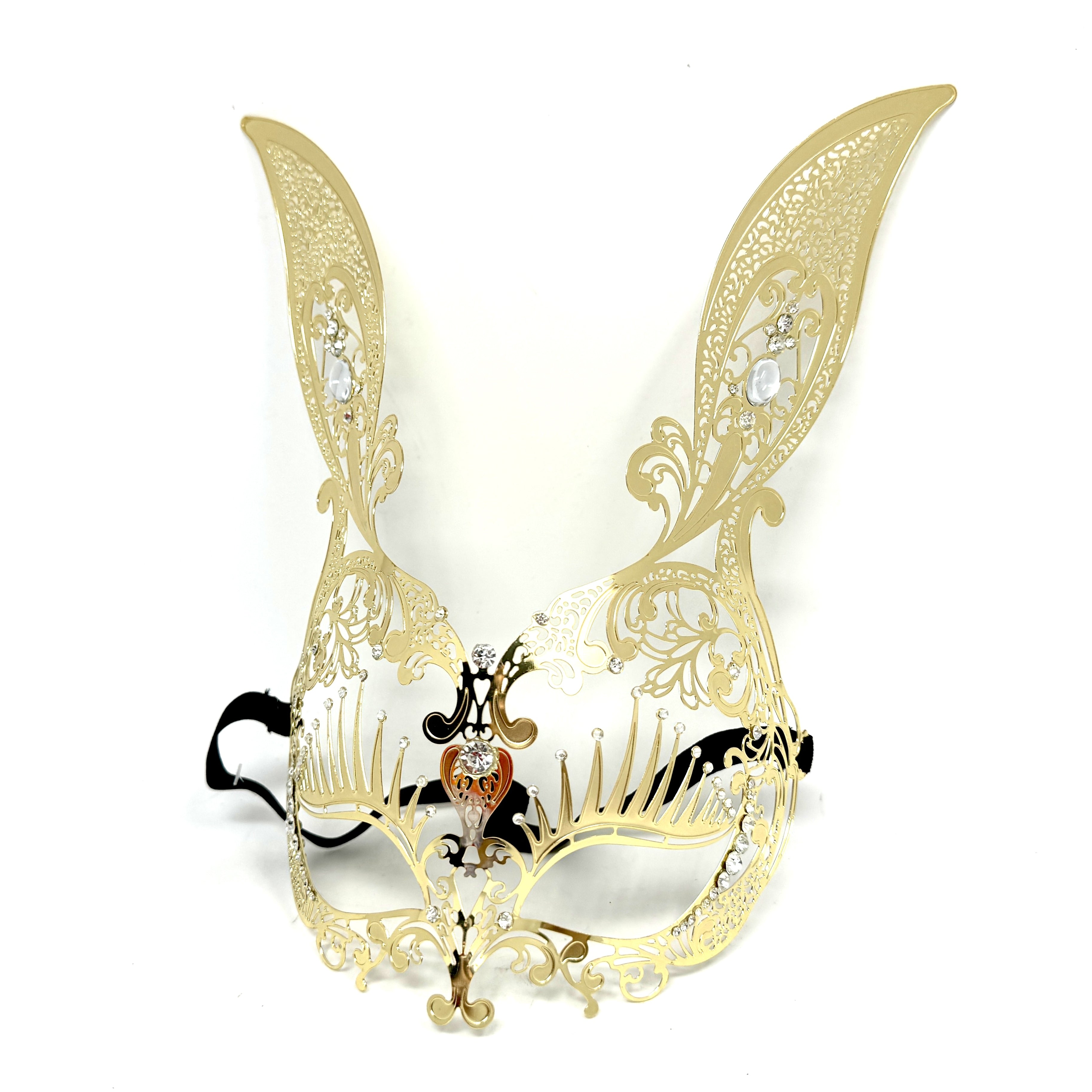 Women Bunny Rabbit Masquerade Party Ball Face Mask For Halloween , Mardi Gras -Gold