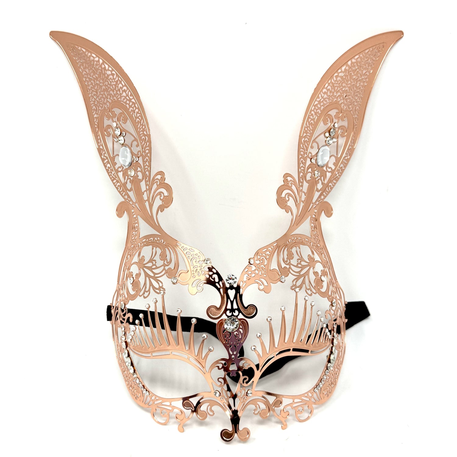 Women Bunny Rabbit Masquerade Party Ball Face Mask For Halloween , Mardi Gras -Rose Gold