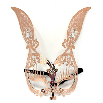 Women Bunny Rabbit Masquerade Party Ball Face Mask For Halloween , Mardi Gras -Rose Gold