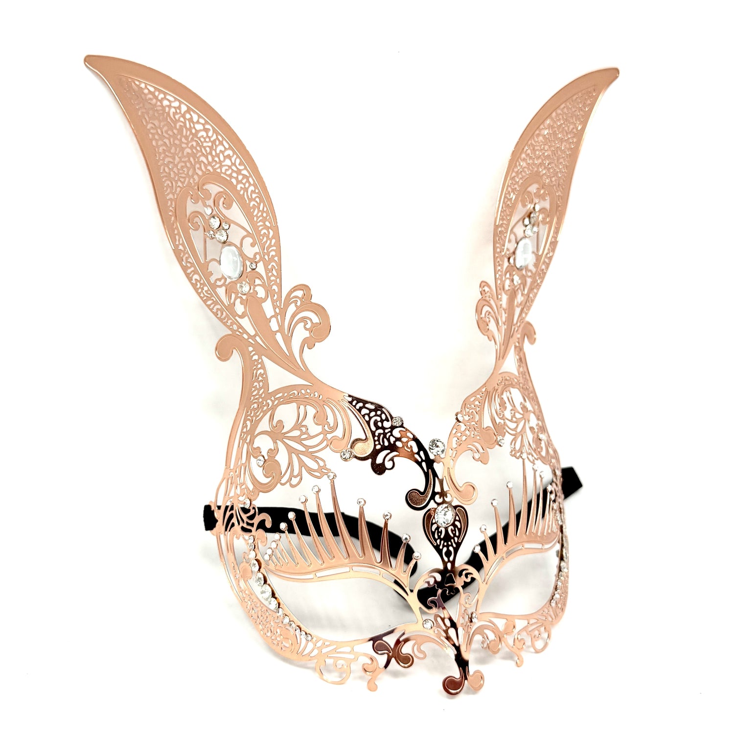 Women Bunny Rabbit Masquerade Party Ball Face Mask For Halloween , Mardi Gras -Rose Gold