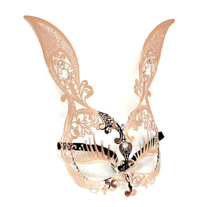 Women Bunny Rabbit Masquerade Party Ball Face Mask For Halloween , Mardi Gras -Rose Gold