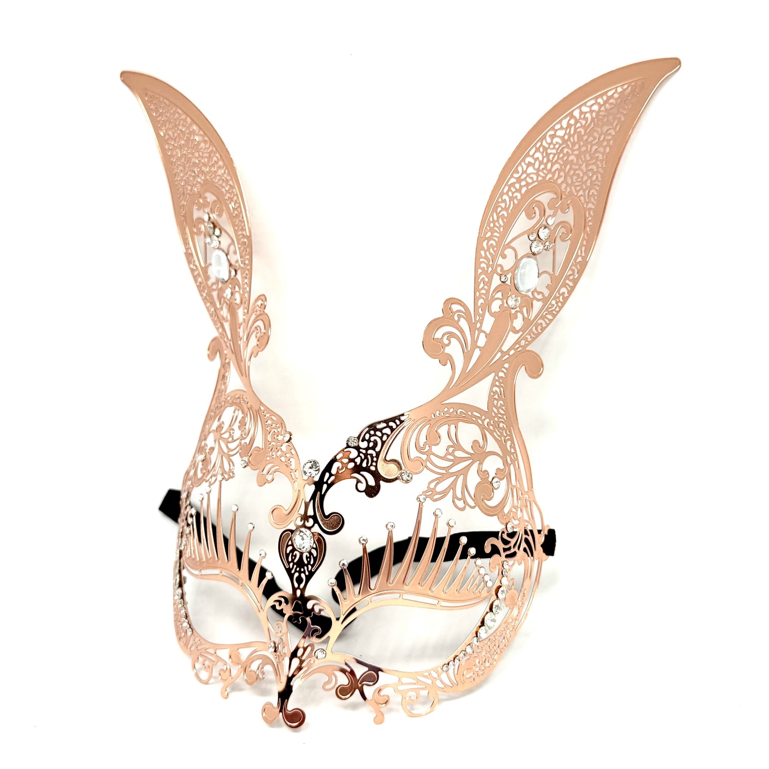 Women Bunny Rabbit Masquerade Party Ball Face Mask For Halloween , Mardi Gras -Rose Gold