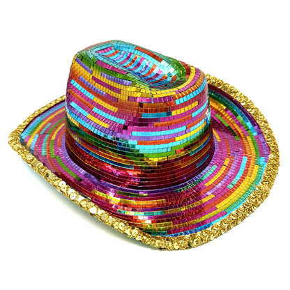 Disco Ball Mirror Cowboy Hat, Sparkly Concert Hat for Music Festivals Cowgirl Hat