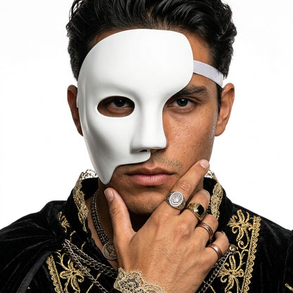 Men Costume Phantom of The Opera Half Face Masquerade Masks - White