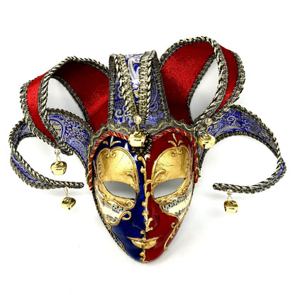 Full Mask Jester Joker Mask, Venetian Masquerade Carnival Mask for Ball Halloween Mardi Gras Cosplay Party