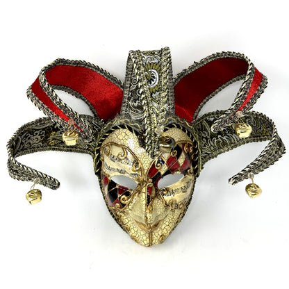 Full Mask Jester Joker Mask, Venetian Masquerade Carnival Mask for Ball Halloween Mardi Gras Cosplay Party