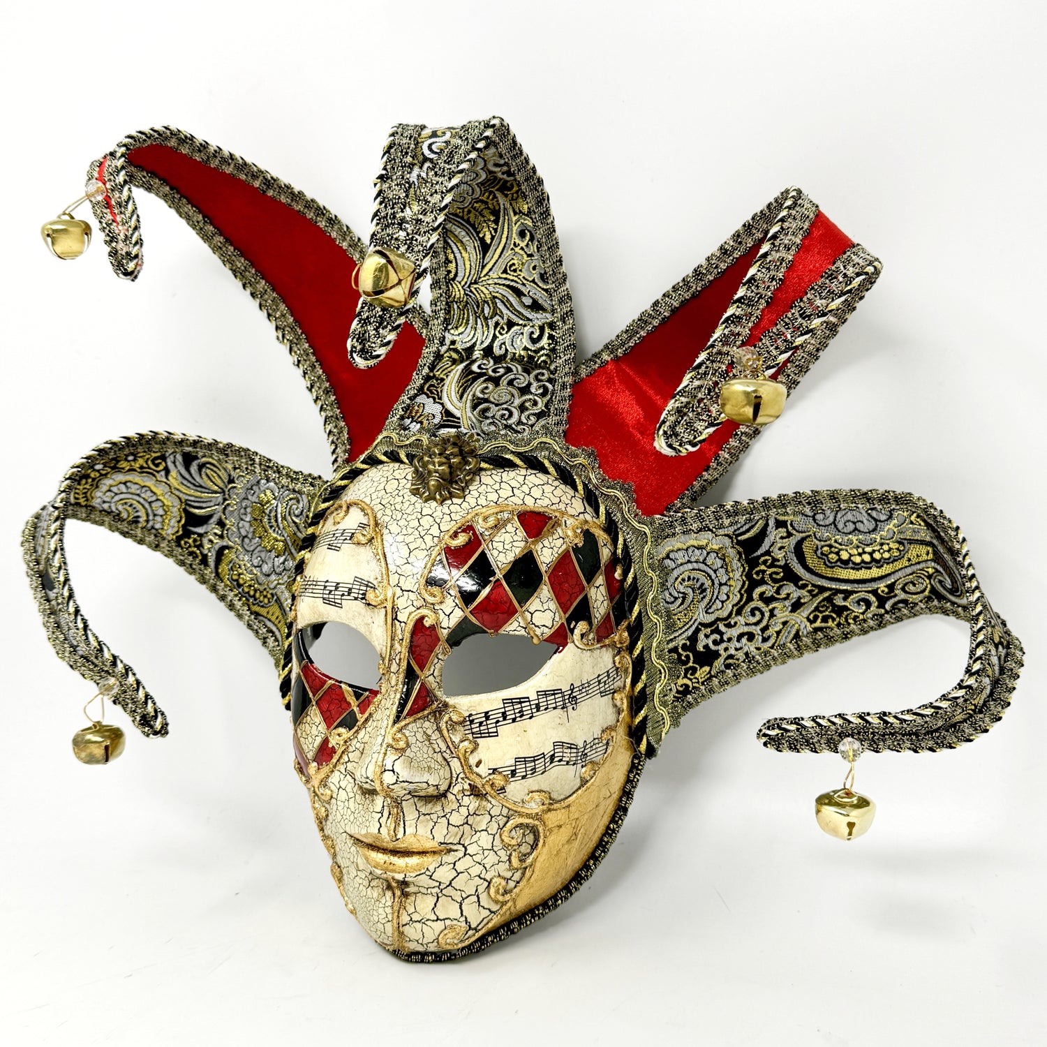 Full Mask Jester Joker Mask, Venetian Masquerade Carnival Mask for Ball Halloween Mardi Gras Cosplay Party