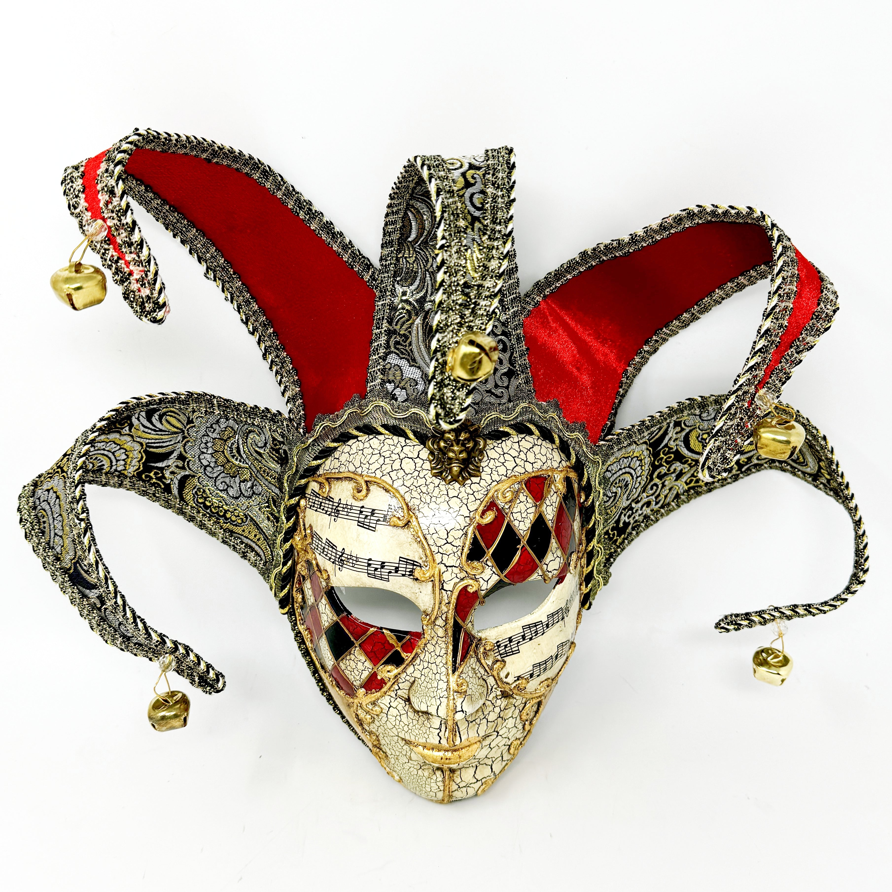 Full Mask Jester Joker Mask, Venetian Masquerade Carnival Mask for Ball Halloween Mardi Gras Cosplay Party