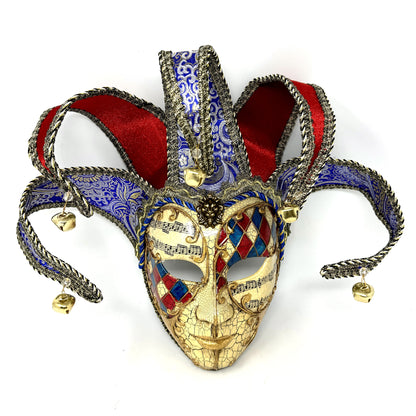 Full Mask Jester Joker Mask, Venetian Masquerade Carnival Mask for Ball Halloween Mardi Gras Cosplay Party