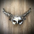A metallic silver spike goat horn masquerade mask for women