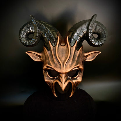 Copper Ram Goat horn Demon masquerade mask 