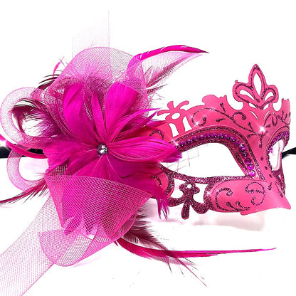 Women Costume Venetian Feather Masquerade Mask For Mardi Gras Party, Halloween, Christmas