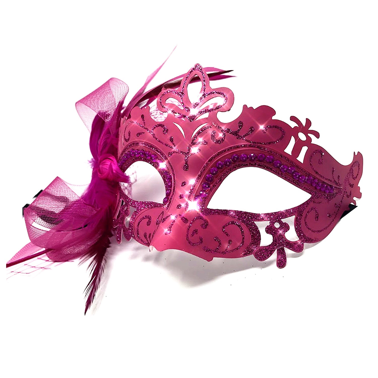 Women Costume Venetian Feather Masquerade Mask For Mardi Gras Party, Halloween, Christmas