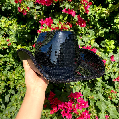 Disco Ball Mirror Cowboy Hat, Sparkly Concert Hat for Music Festivals Cowgirl Hat