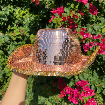 Disco Ball Mirror Cowboy Hat, Sparkly Concert Hat for Music Festivals Cowgirl Hat