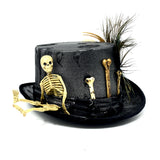 Halloween Skull Top Hat With Feather, Steampunk Mad Scientist Time Traveler Hat