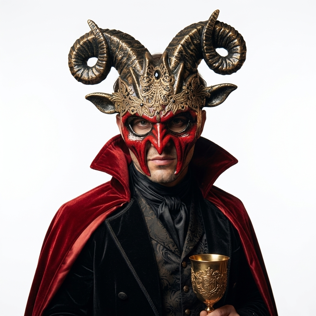 red halloween goat horn masks
