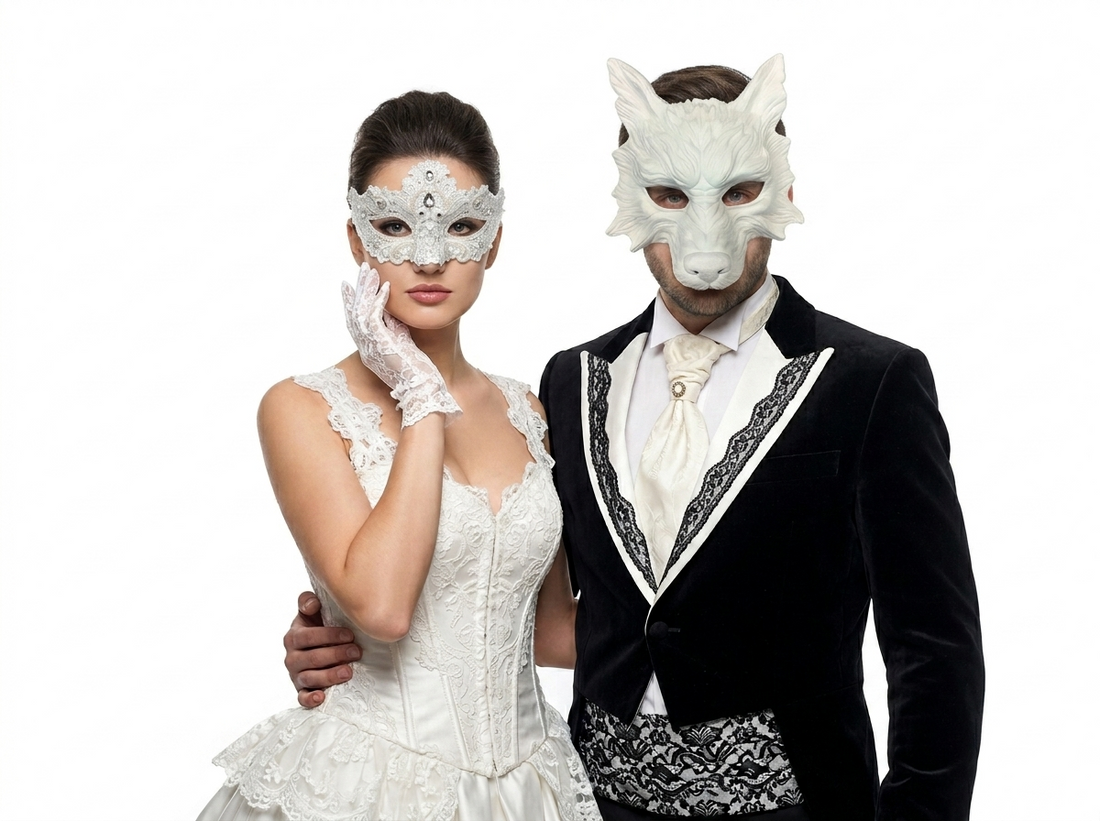 white couple masks