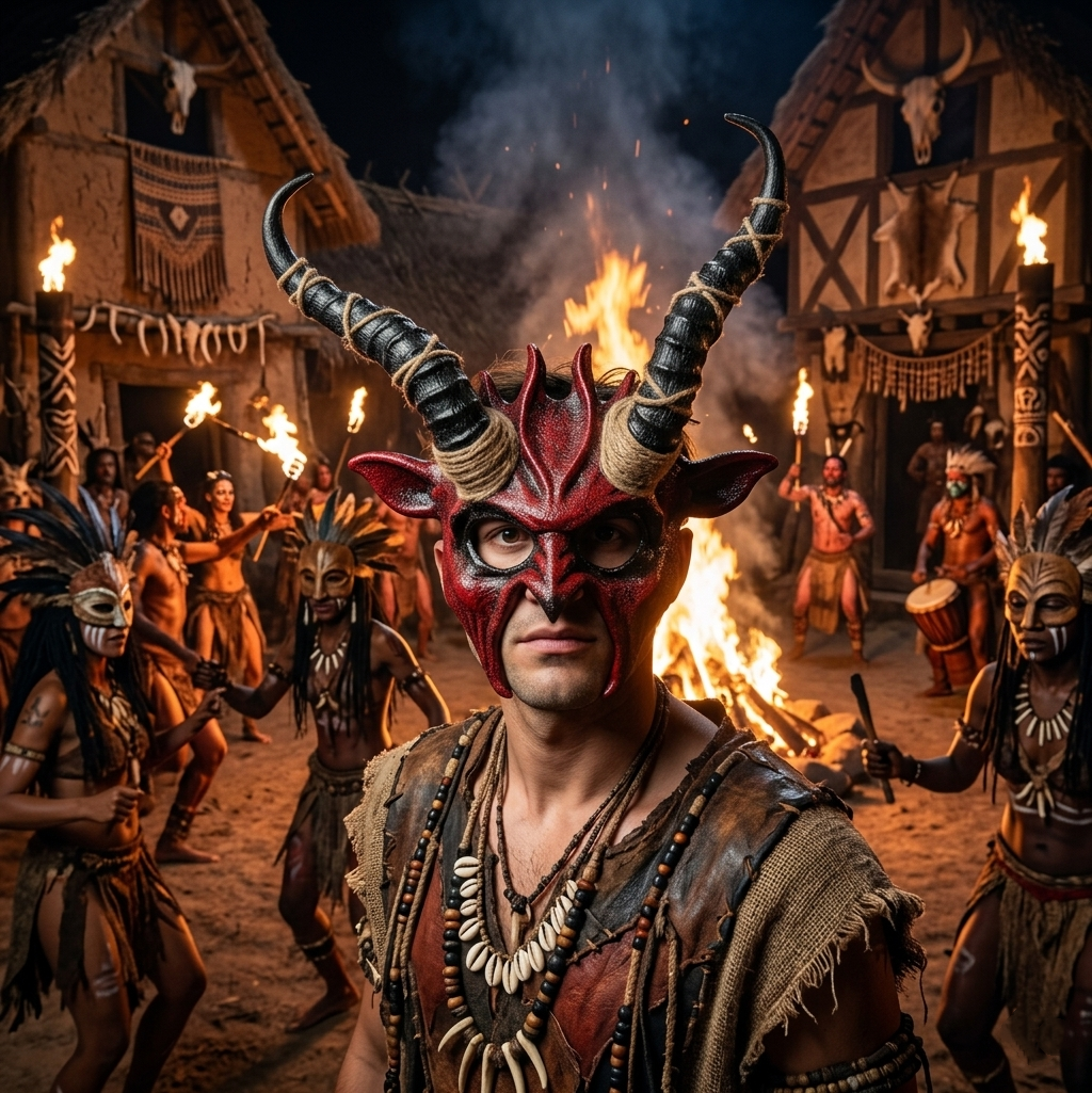 men krampus Demon Goat horn Masquerade Mask