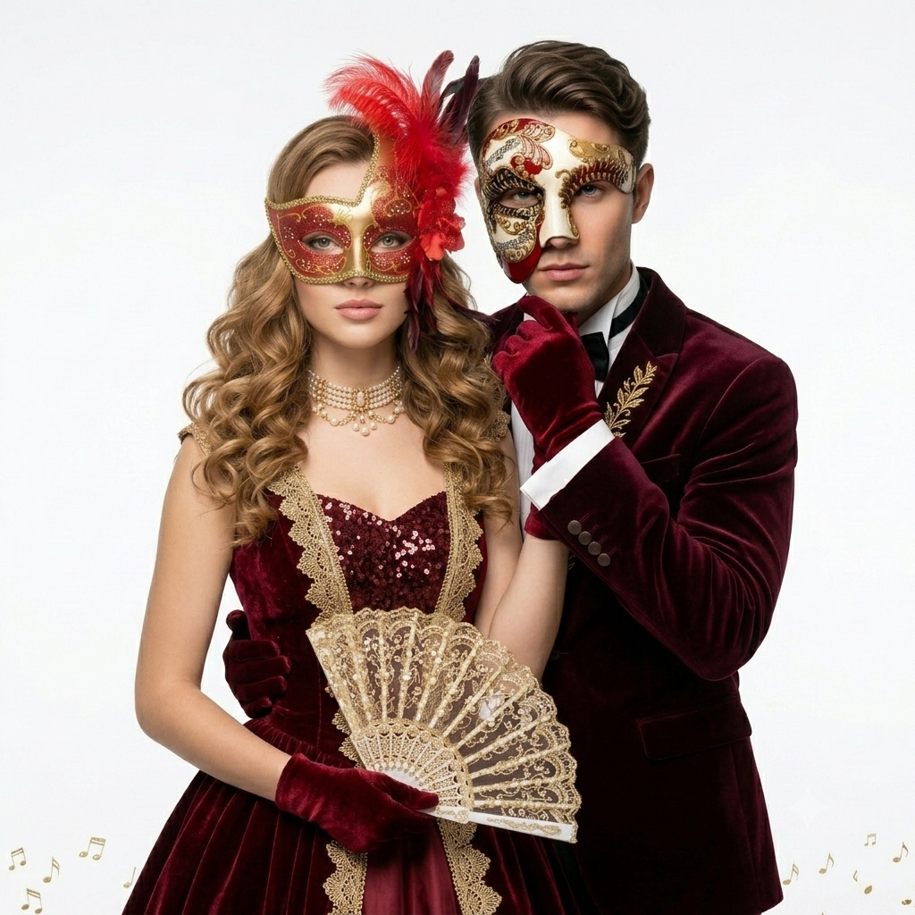red couple masks