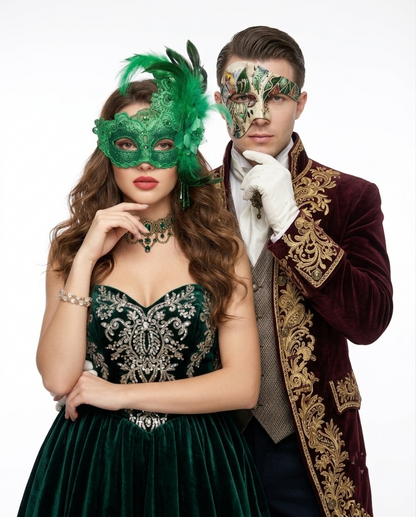 green couple masks