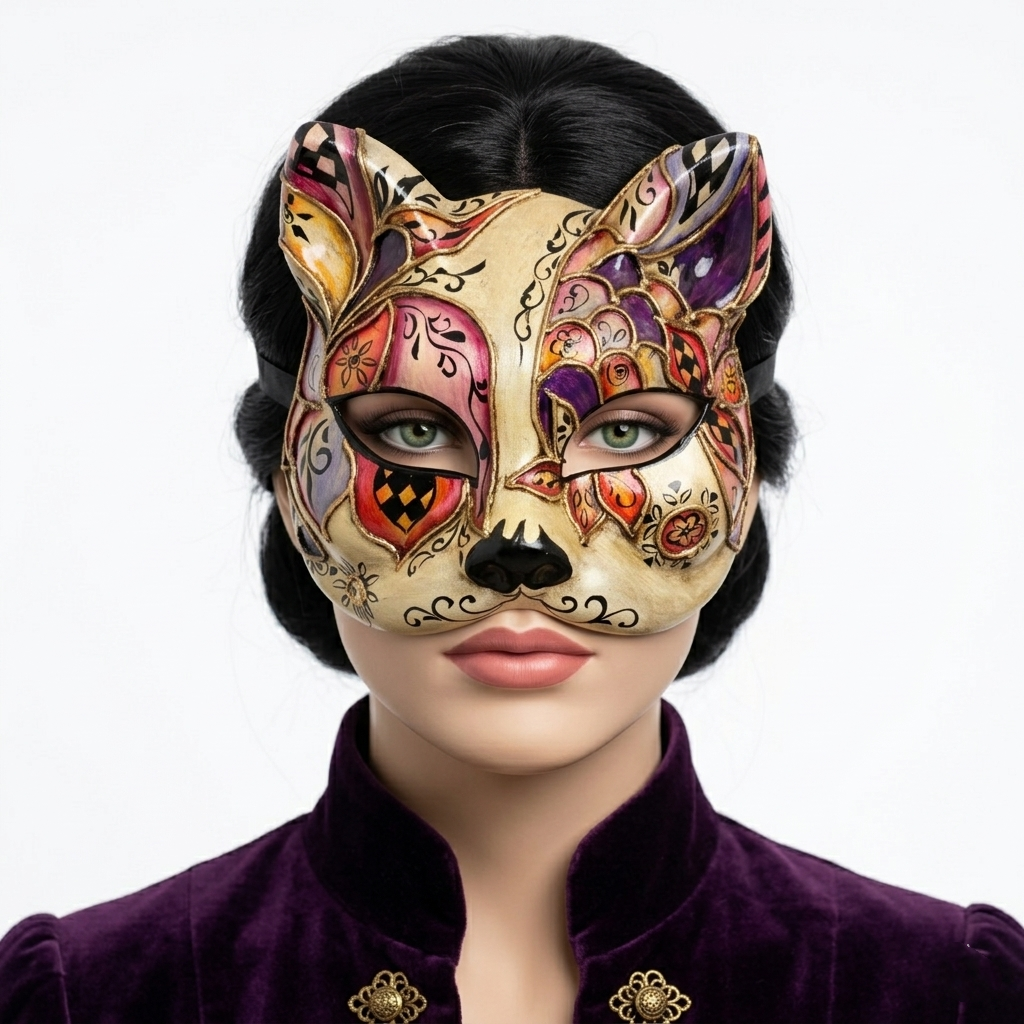 red Cat Women Masquerade mask