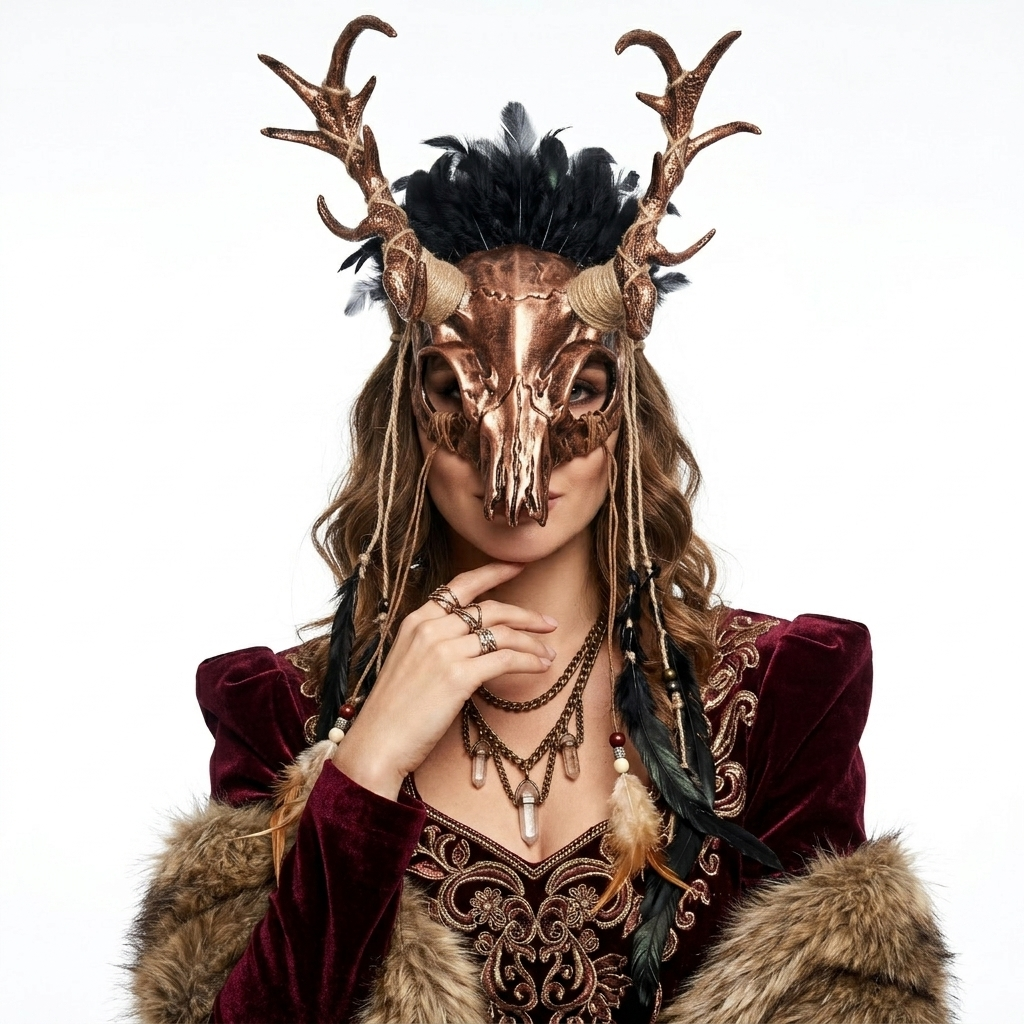 bronze goat horn masks